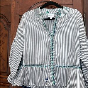 Mi Golondrina Navy and White Striped Blouse